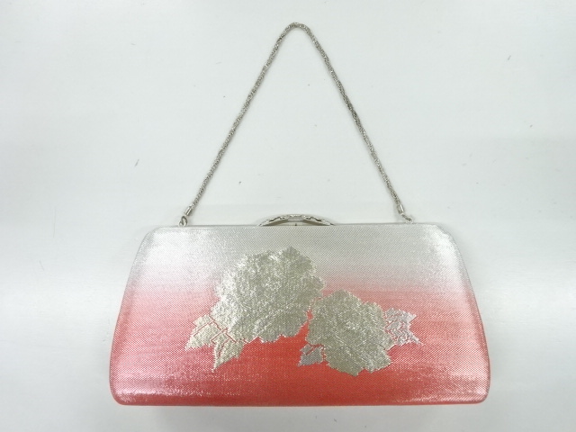 JAPANESE KIMONO / ANTIQUE BAG / WOVEN FLORAL PLANTS / BOKASHI